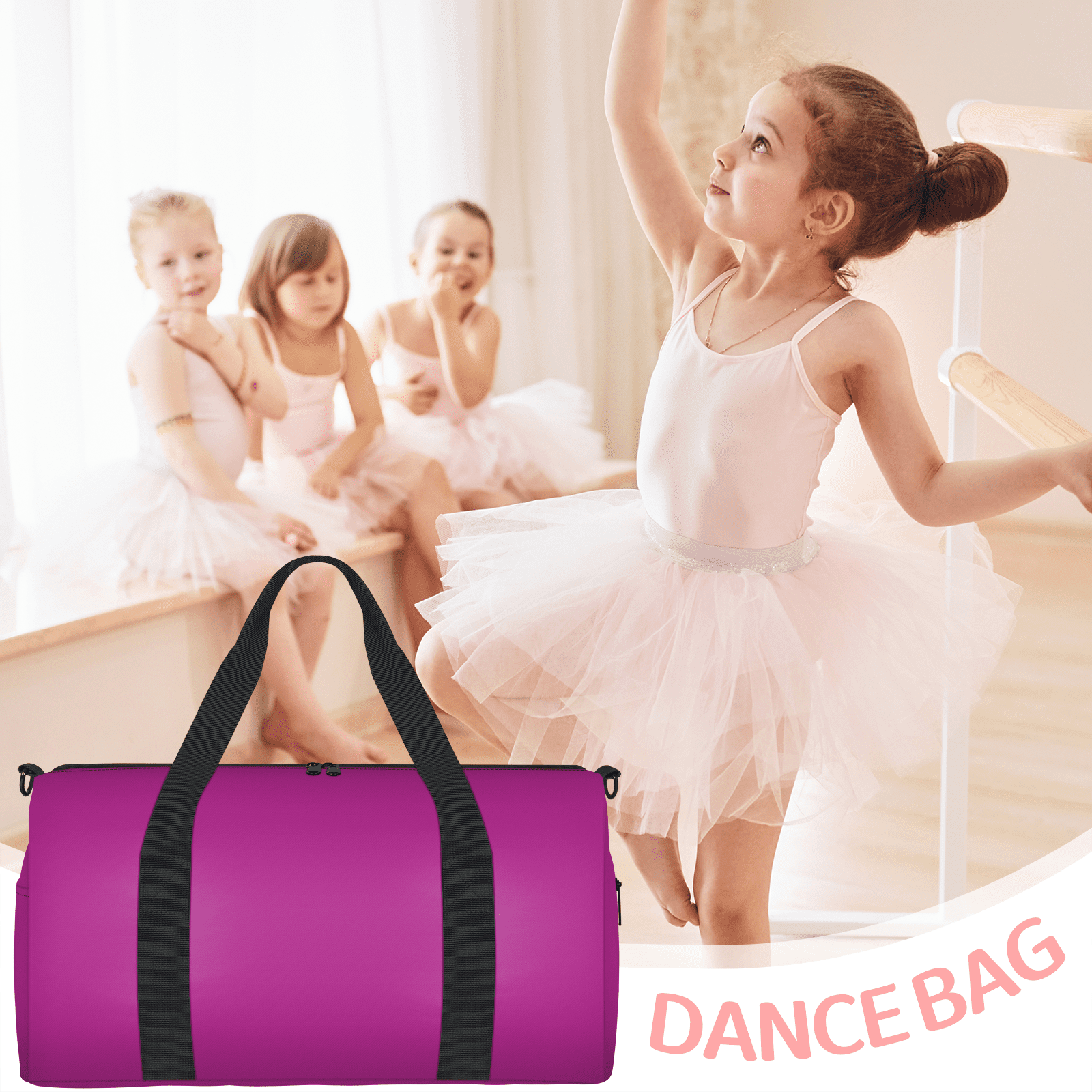 Herdesigns Rose Pink Travel Duffle Bag Sports Yoga Weekender Overnight Carry on Workout Bags Lightweight Waterproof Gym Tote Bag for Women