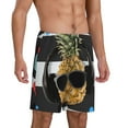 thumbnail image 2 of Naloa Pineapple With Black Glasses Men's Short Pajama Pants, Pj Shorts, Lounge Comfort Shorts-4X-Large, 2 of 6