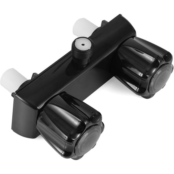 RV Shower Faucet, Camper Shower Faucet Replacement 4" RV Shower Valve Diverter with Dual Knobs Bathroom Shower Accessories Parts for Outside and Inside, Black