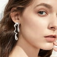 thumbnail image 4 of APSVO Silver Drop Earrings for Women,Melting Statement Unique Chunky Dangle Earring Irregular Waterdrop Teardrop Earrings Trendy Jewelry Anniversary Valentine's Day Christmas Gift for Women, 4 of 5