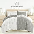 thumbnail image 2 of Noble Linens 8 Piece Patterned Duvet Bedding Bundle, Botany Floral Gray, Queen, 2 of 6