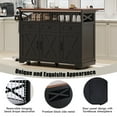 thumbnail image 3 of 46.5'' Farmhouse Kitchen Island with Drape of Beads, Power Outlet, Rolling Kitchen Cart on Wheels with Drop Leaf, 3 Doors , 3 Drawers and Internal Iron Shelf, for Kitchen, Dining Room, Black, 3 of 4