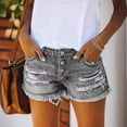 thumbnail image 3 of Trend ripped fringed denim shorts straight-breasted women's hot pants, 3 of 6