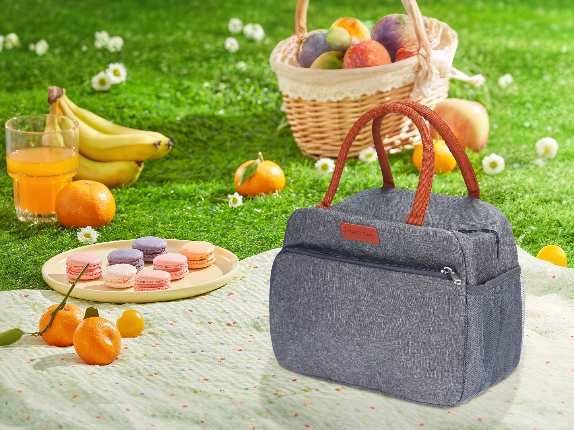 Unique Bargains Insulated Bag Lunch Bag Cooler Bag for Work Office Gray