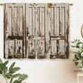thumbnail image 6 of Brown Farmhouse Wooden Barn Door Kitchen Curtains Country Wood Western Small Short Cafe Window Curtains Rustic Vintage Bathroom Drapes Treatment Tier Curtains 2 Panels (27.5x39 Inch), 6 of 6