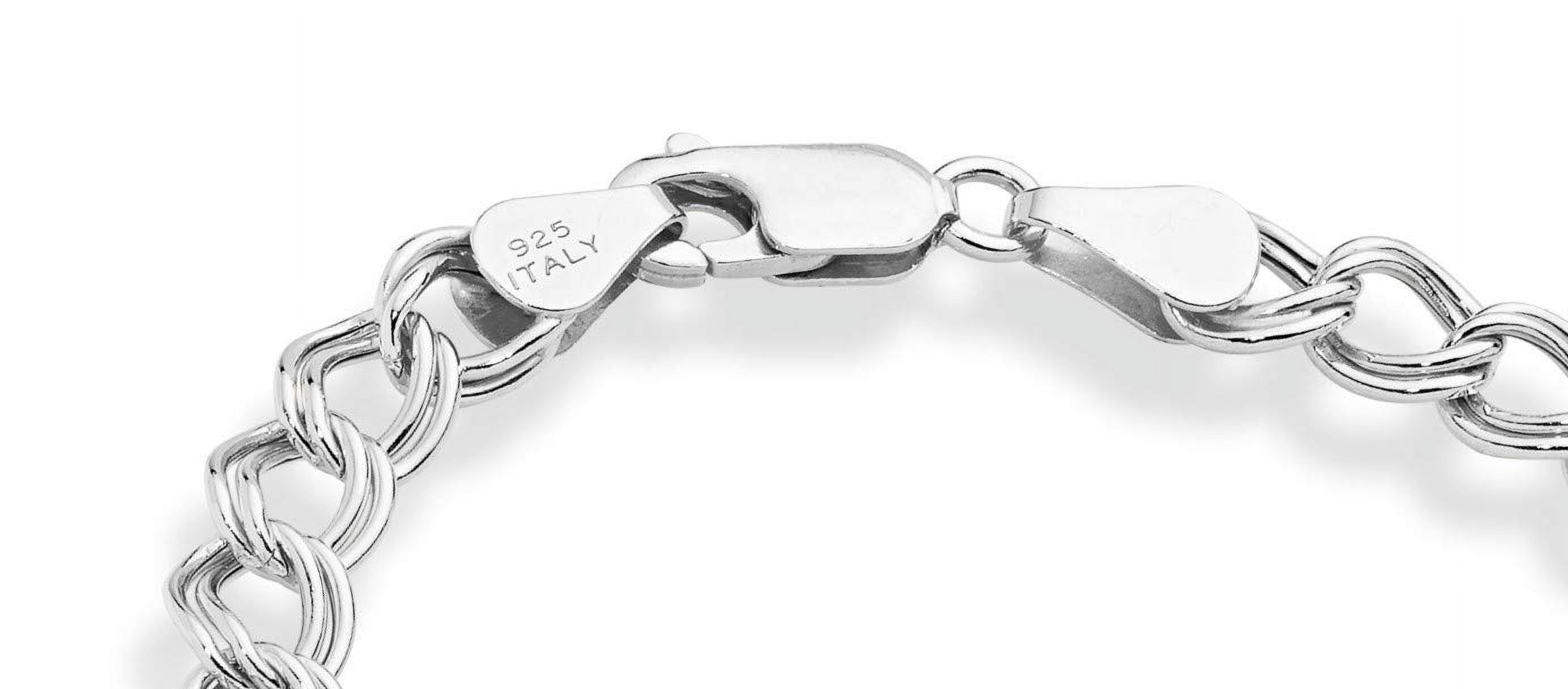 Miabella 925 Sterling Silver Italian Double Curb Link Chain Bracelet for Women Men, Charm Bracelet Made in Italy (6mm, Length 8 Inches)