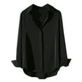 thumbnail image 2 of Tawop Shirts for Women Long Sleeves Lapel Collar Loose Fit,Black,Size L, 2 of 4