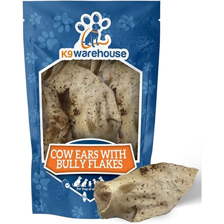 UPC: 0671072260298 | K9warehouse – Premium Jumbo Cow Ears for Dogs – 7-12 Inches (10 Pack) – Dusted with Bully Sticks – Natural Dog Chews – Rawhide Alternative for Aggressive Chewers – Suitable for All Breeds & Puppies