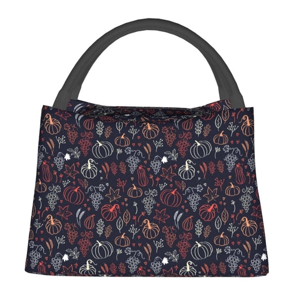 Balery Thanksgiving Seamless Pattern Bolsa de Aislamiento Portátil – Bolsa de Almuerzo con Forro de Aluminio Mejorado, Funda Impermeable y Fácil de Limpiar para Picnic y Caja de Almuerzo