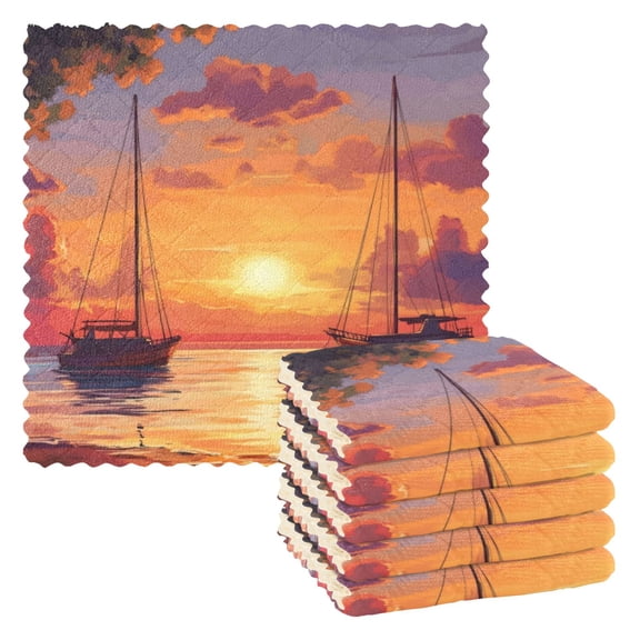 6 Pieces of Kitchen Towels 11x11Inch Kitchen Dish Cloths Kitchen Dish Towels Reuseable Cleaning Cloths Setting Sun