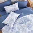 thumbnail image 2 of 7 Pieces Bed in a Bag Blue Comforter Set Queen Size Botanical Elegant Plants Print Bedding Sets for All Season, 2 of 6