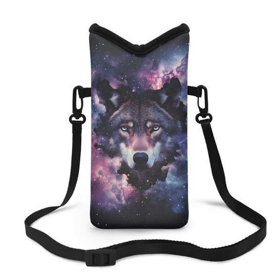 SEANATIVE Women Men Crossbody Phone Bag Lightweight Neoprene Cellphone Case Waterproof Phone Carry Pouch for iPhone 15/14/ 13 Pro Max, for Samsung S24, S23 , A25, A35, Wolf Nebula Print
