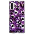 thumbnail image 1 of DistinctInk Clear Shockproof Hybrid Case for Samsung Galaxy Note 10 (6.3" Screen) - TPU Bumper, Acrylic Back, Tempered Glass Screen Protector - Purple White Black Flowers, 1 of 1