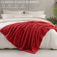 thumbnail image 6 of Exclusivo Mezcla Twin Size Soft Fleece Blanket, 60"x80" Stylish Jacquard Velvet Blanket for Bed, Cozy Soft Lightweight for All Season, Deep Red, 6 of 9