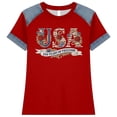 thumbnail image 4 of USA 250th Anniversary Patchwork Tee Short Sleeve Printed Crew Neck Loose Fit Red XXXXXL, 4 of 4