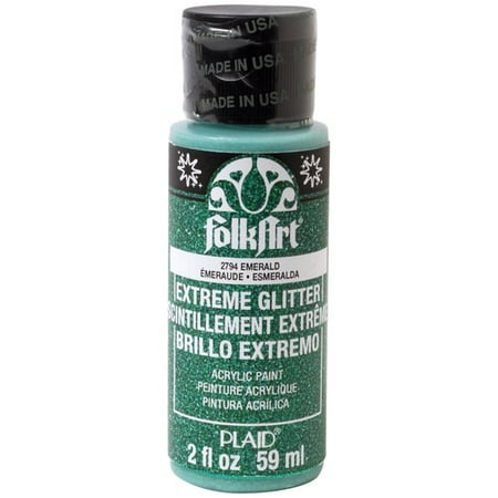 Swarovski Emerald Green Cufflinks - FolkArt Extreme Glitter Acrylic Paint Colors by Plaid - Emerald, 2 oz.