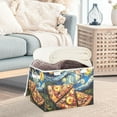 thumbnail image 3 of Yayeee Collapsible Cube Storage Bin with Lid Fabric Closet Decorative Basket with Handles, Starry Pizza, 3 of 7