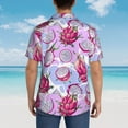 thumbnail image 4 of Fuzoiu Dragon Fruit Print Hawaiian Shirt for Men, Summer Beach Casual Short Sleeve Button Down Shirts, Men’s Beach Summer Shirts with Pocket,Large, 4 of 7