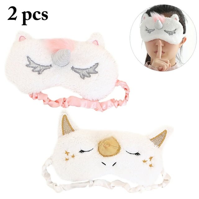 Coofit 2PCS Sleep Masks Lovely Cartoon Blindfold Eye Mask Eye Sleeping Covers for Girls