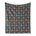 thumbnail image 1 of Floral Soft Flannel Fleece Blanket, Composition of Repeating Roses and Tiny Flowers Spring Season Layout, Cozy Plush for Indoor and Outdoor Use, 70" x 90", Dark Indigo and Multicolor, by Ambesonne, 1 of 5