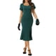 thumbnail image 1 of INSPIRE CHIC Vestidos Elegantes de Negocios para Mujeres con Escote Corazón, Manga Corta Abullonada, Vestido Midi Sirena L Verde Oscuro, 1 of 6