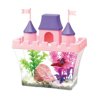 FUSSWIND Small Fish Tank, Mini Aquarium Starter Tank Kit with LED Light  Building Blocks Fish Tank Desktop Decor