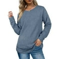 thumbnail image 2 of Long Sleeve T Shirt Tops Plus Size for Women Round Neck Casual Loose Fitting Summer Fall Comfy Tie-Dye Color Block Gradient T-Shirt Blouse Tops,Blue 3,M, 2 of 5