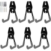 Wellsay Heavy Duty Steel Utility Hooks, Wall Mount Garages and Garden Tool Organizer, Hanging Small U Hooks Tool Storage Organizer (Set of 6, Grey)
