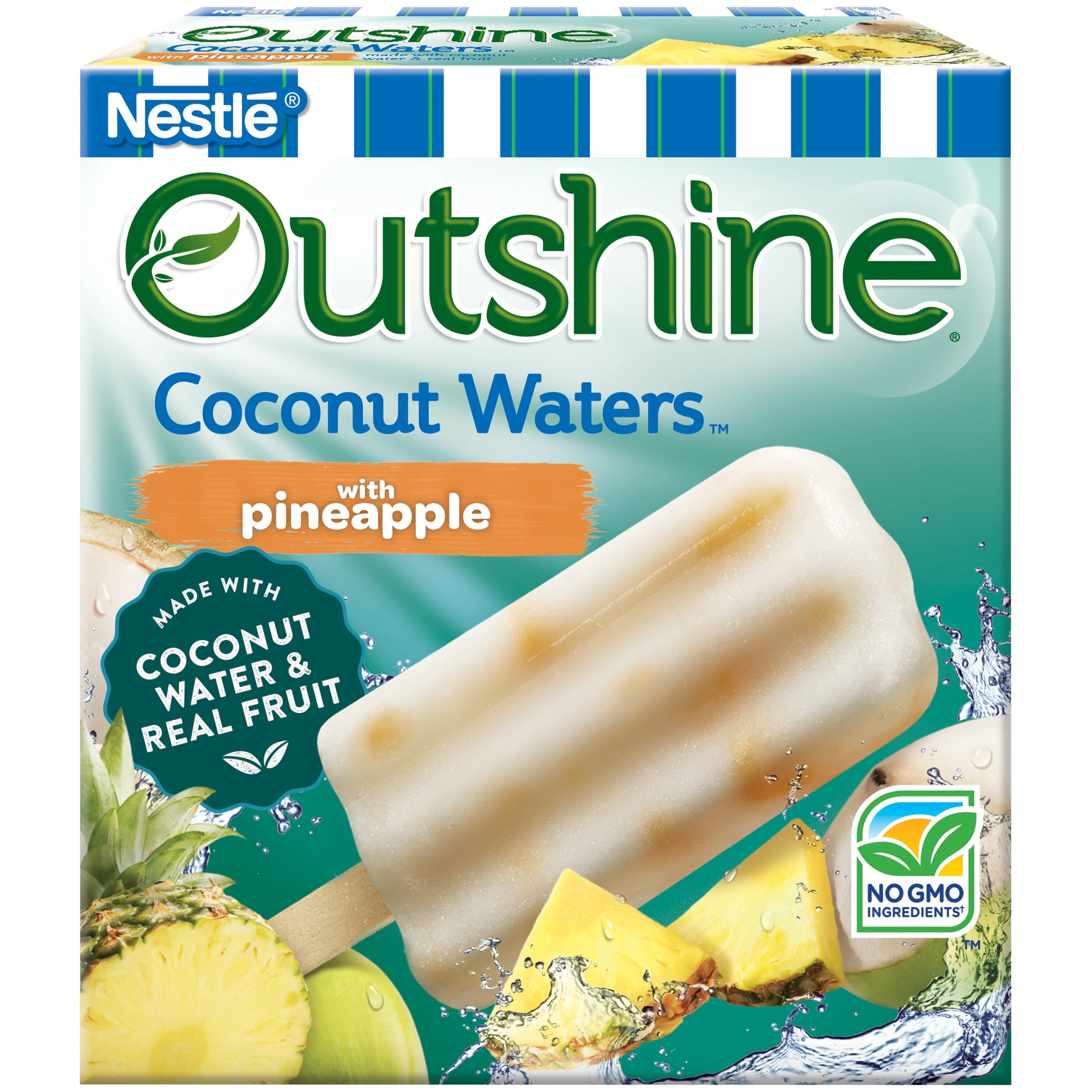 OUTSHINE COCONUT WATERS with Pineapple Fruit Bars 6 ct Box