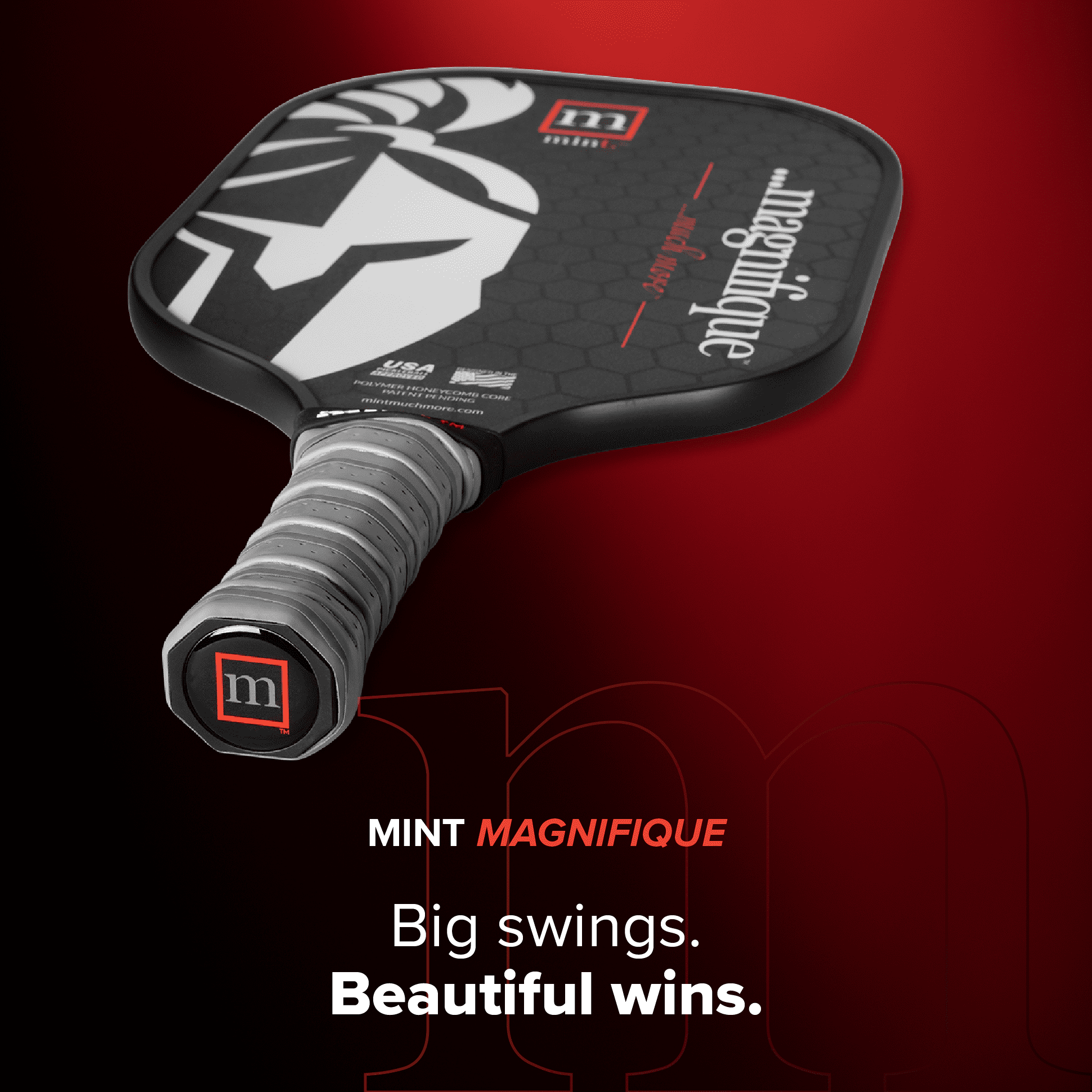 Mint Sport Magnifique Pickleball Paddle – 12K Carbon Fiber Pickleball Paddle with 10mm Polypropylene Core, Textured Spin Surface, PVC Edge Guard, USAPA Approved for Advanced Players