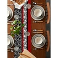 thumbnail image 2 of Modern Red Black Flower Table Runner-70 Inch Long Abstract Floral Stripes Table Runners Linen Burlap Tablerunner for Kitchen Dining Room Holiday Party, 2 of 9