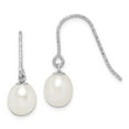 thumbnail image 4 of Sterling Silver Rhodium-plated 6-7mm White Rice FWC Pearl Dangle Earrings, 4 of 4