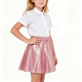 thumbnail image 4 of Kilaqueen Girls Shimmer Pleated Skirt with Elastic Waist, Metallic A Line Mini Skater Skirt for Parties, Dance, Performances and Holiday Outfits, 4 of 6