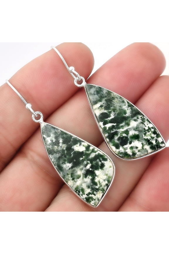 Natural Dioptase 925 Sterling Silver Adult Women Earrings Jewelry SDE53389