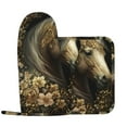 thumbnail image 2 of Honeii Palatial Gold Pattern Horse patten Oven Mitts and Pot Holders Sets, Baker Oven Mitts, Mittens for Kitchen Decor, Baking Lover over Gloves Gifts, 2 of 7