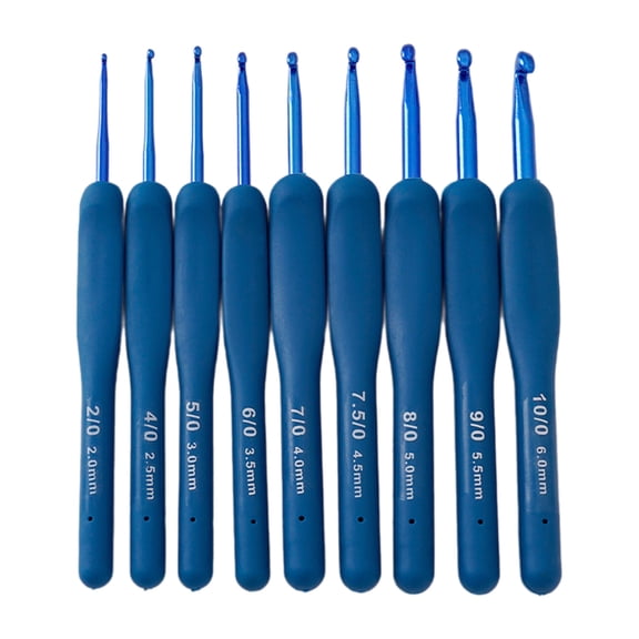 9 Size Crochet Hooks 2mm-6mm Ergonomic Crochet Hooks Long Handle Crochet Hook Needle for Beginner Experienced Hobbyist