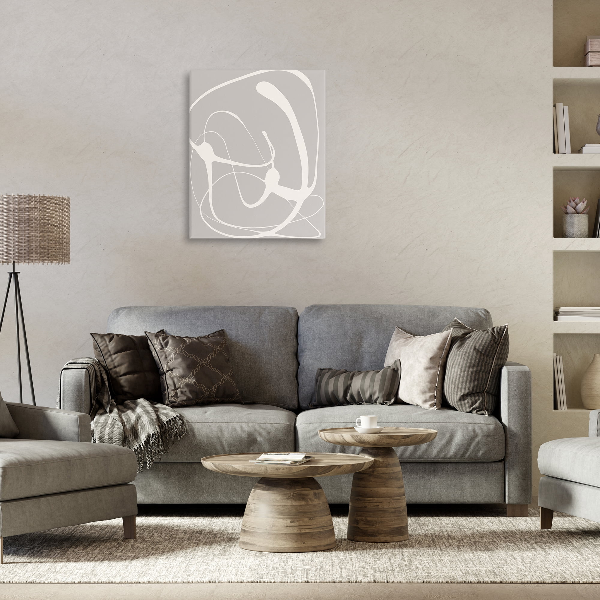Stupell Industries Beige Very Abstract Figure Abstract Painting Gallery Wrapped Canvas Art Print Wall Art, 24 x 30
