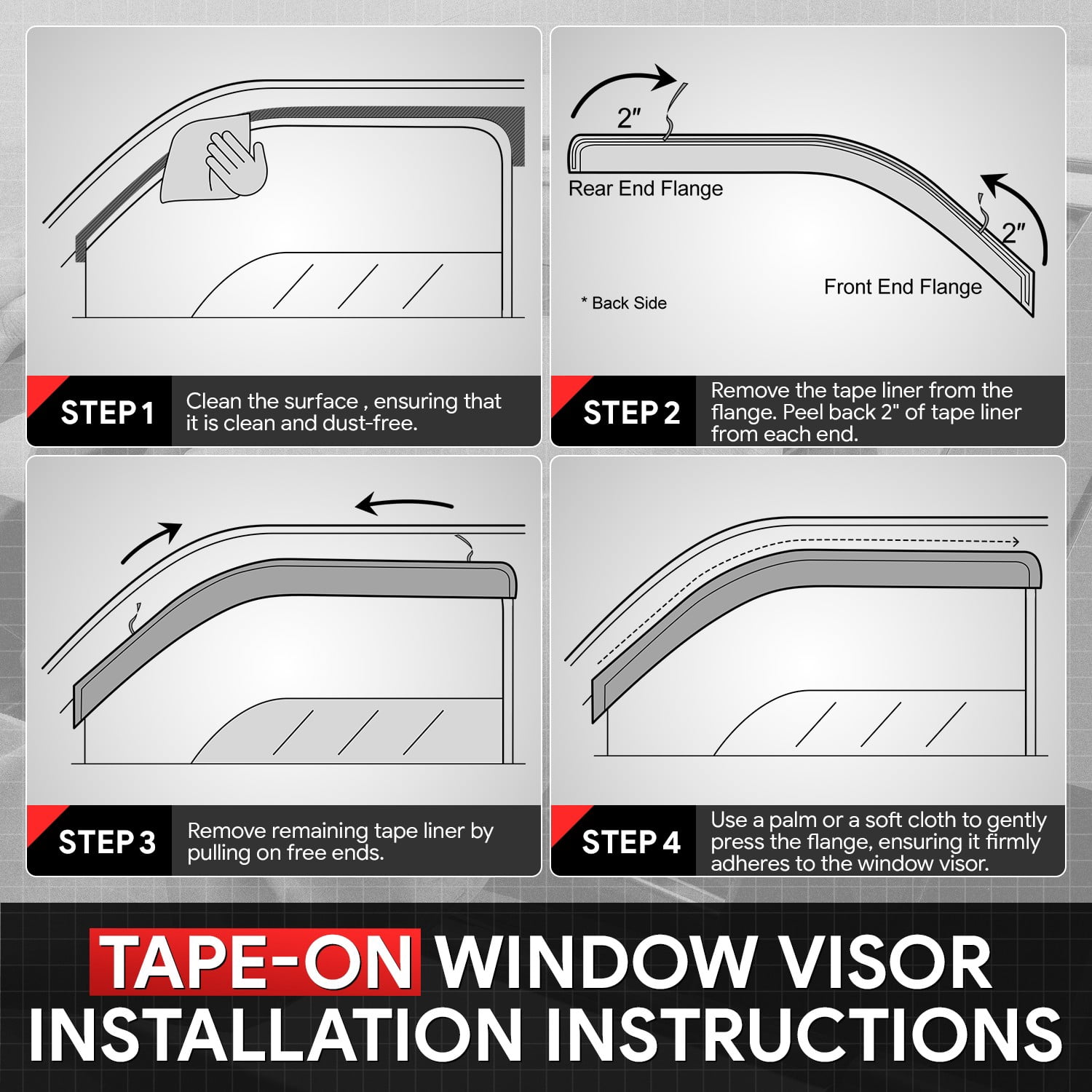 Nuvision Tape-On Window Visor Vent Shade Sun Rain Guard Deflector for 23-25 Honda HR-V
