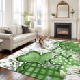 thumbnail image 2 of St. Patrick's Area Rugs 5'x7', Small Throw Rugs for Laundry Room Playroom, Lucky Shamrock Green Eucalyptus Floral Plants Indoor Outdoor Rug Non-Slip Low Pile Carpet Runner Reversible Floor Mats, 2 of 8