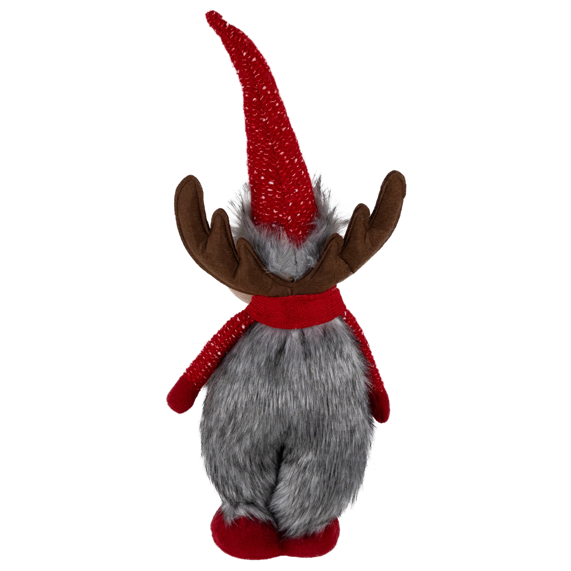 Northlight Standing Plush Moose Christmas Figure - 20" - Gray and Red