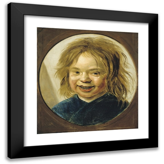 After Frans Hals 12x13 Black Modern Framed Museum Art Print Titled - Laughing Boy (17th Century)