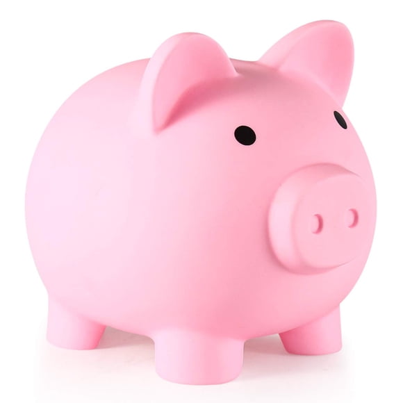 Piggy Bank PJDRLLC de plástico irrompible para niños de 2 a 7 años, color rosa