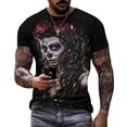 thumbnail image 2 of Camiseta con gráfico del Día de los muertos de calavera mexicana para hombres y mujeres, ropa de Graffiti, camisetas góticas de terror, ropa de calle de moda, camisetas, 2 of 5