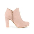 thumbnail image 3 of Unique Bargains Bottes à Talon Épais à Bout Rond pour Femme, Cheville, Rose Poudré (Taille 7), 3 of 7