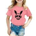thumbnail image 1 of MIASHUI Boys Girls Easter Shirts Bunny Short Sleeve Tee Funny Rabbit Graphic T Shirts,Pink,3-4 Years, 1 of 3