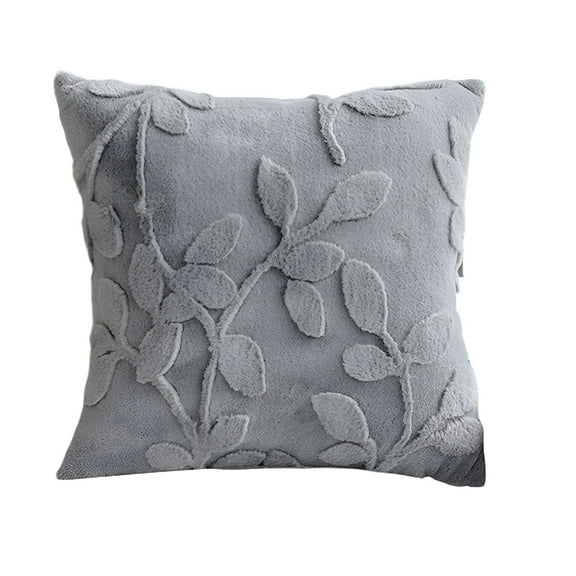 XIBUFE 18x18 Inch Decorative Throw Pillow Cover, Plush Jacquard Accent Cushion for Couch Sofa Living Room Bedroom, Gray