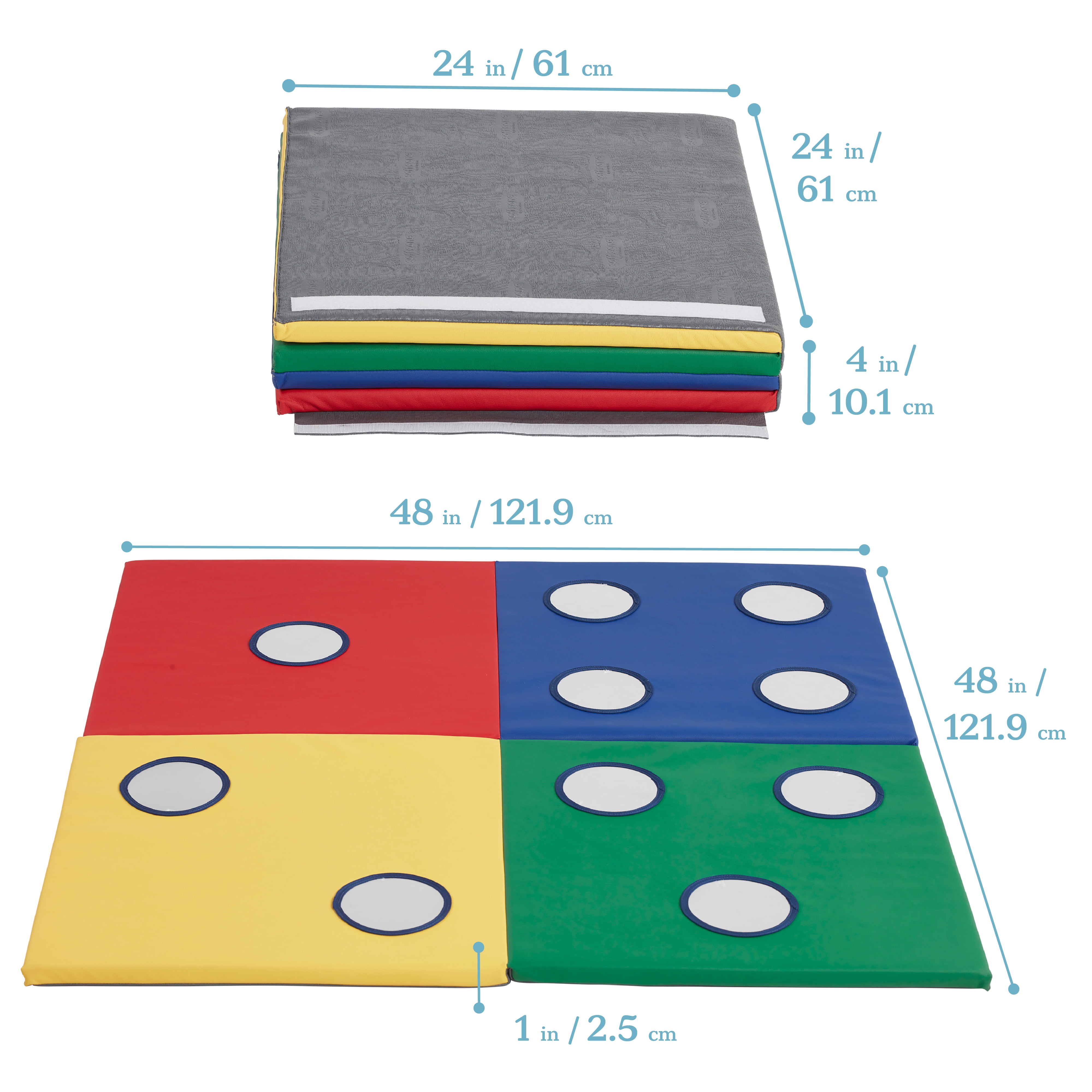 ECR4Kids SoftZone 123 Look at Me Activity Play Mat with Mirrors, Folding Playmat, Assorted