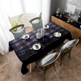 thumbnail image 3 of Rectangle Waterproof Tablecloth Halloween Bat Polyester Table Cloth Spill Proof Table Cover for Kitchen Dining Table Top Purple Lattice 60x84In, 3 of 5