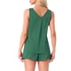 thumbnail image 3 of Conjunto de pijama de 2 piezas de tank top de satén y shorts con frente plisado para mujer INSPIRE CHIC XL Verde, 3 of 5