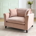 thumbnail image 3 of Euroco 46.9" Oversized Armchair, Chenille Fabric, Comfy Chair and a Half Single Sofa with Pillow for Living Room Bedroom Office Apartment, Pink, 3 of 9